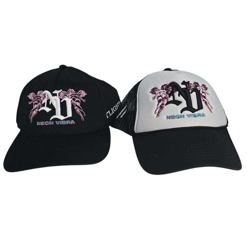 Set of 2 Neon Vibra Strap back and‎ Trucker hat EUC
